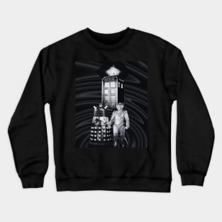 vintage black and white  tardis dr who Crewneck Sweatshirt